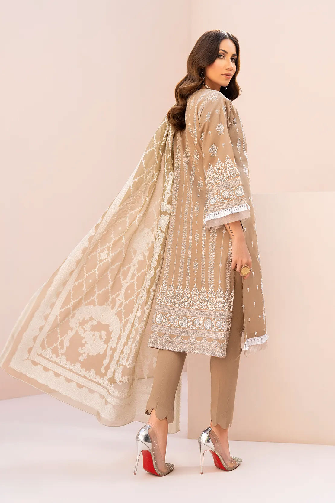 Rashid White Emb Lawn'23 D#5563 D Brown