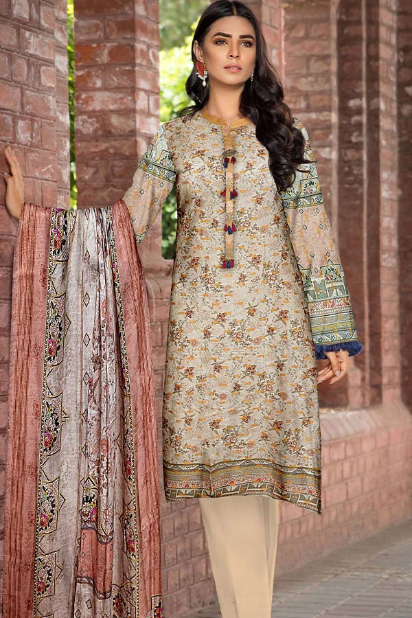 Zaib Tan Aashna Lawn`23 Vol-103 D#01 Ash White