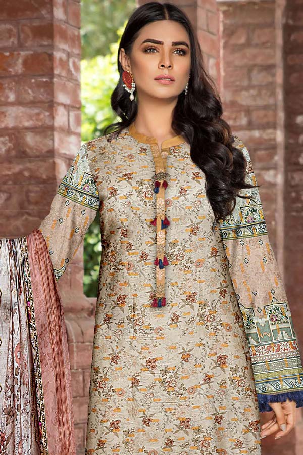 Zaib Tan Aashna Lawn`23 Vol-103 D#01 Ash White