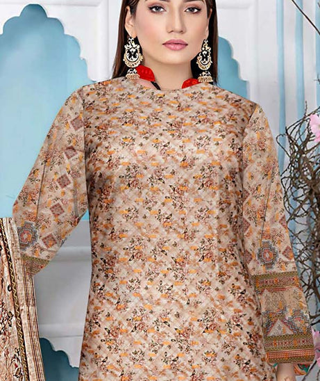 Zaib Tan Aashna Lawn`23 Vol-103 D#01 Peach