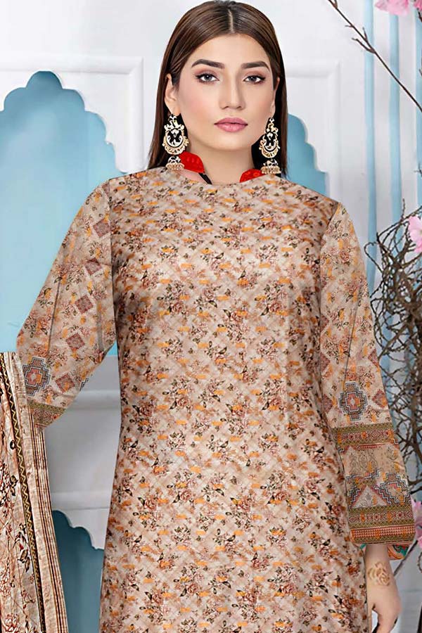 Zaib Tan Aashna Lawn`23 Vol-103 D#01 Peach