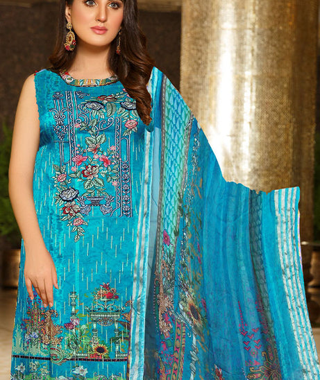 Zaib Tan Barosha Emb Dupatta`22 (Vol-2) Ferozi