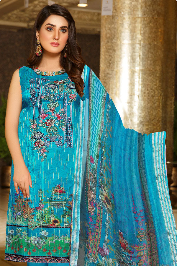 Zaib Tan Barosha Emb Dupatta`22 (Vol-2) Ferozi