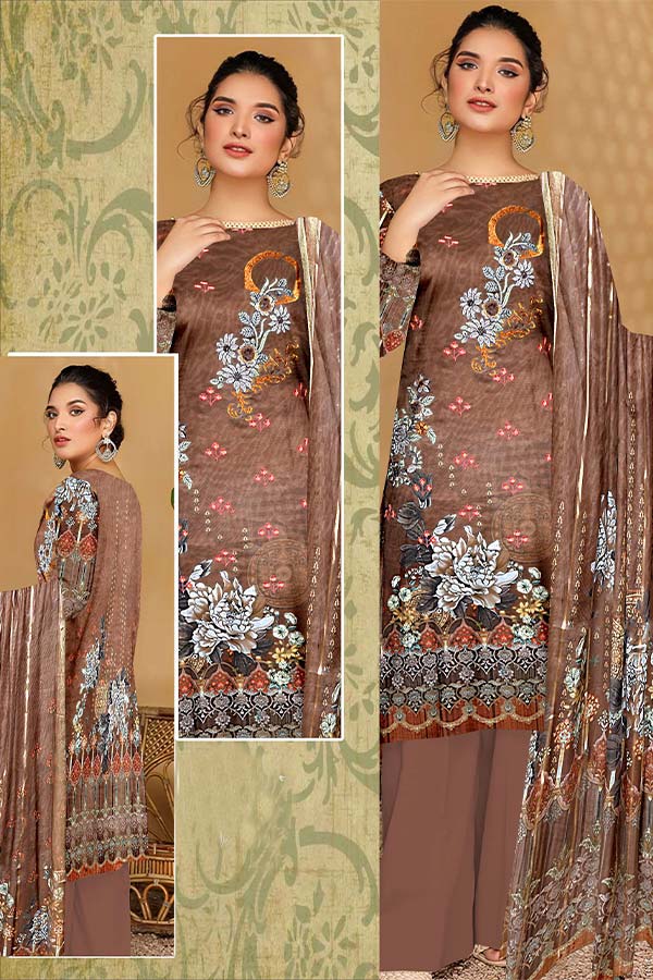 Zaib Tan Shahwar Lawn`23 Vol-105 D#01 Brown