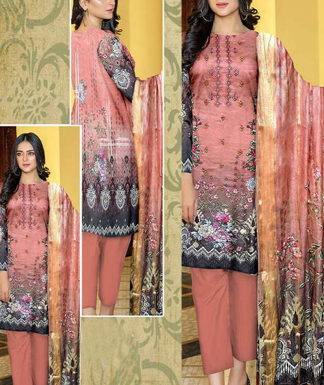 Zaib Tan Shahwar Lawn`23 Vol-105 D#01 Peach-Pink