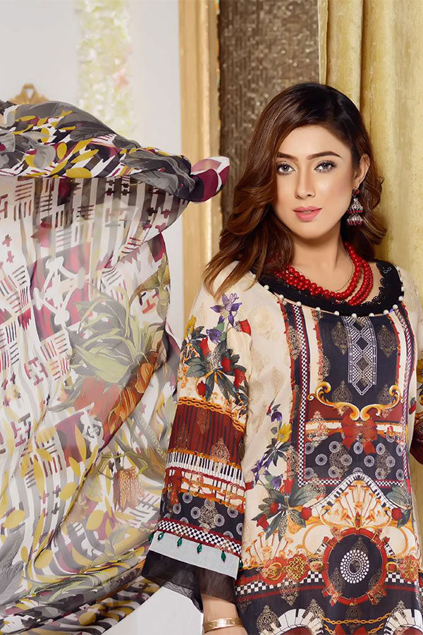 Zebaish Jacquard Shirt Dupatta`20 Ballon Flower