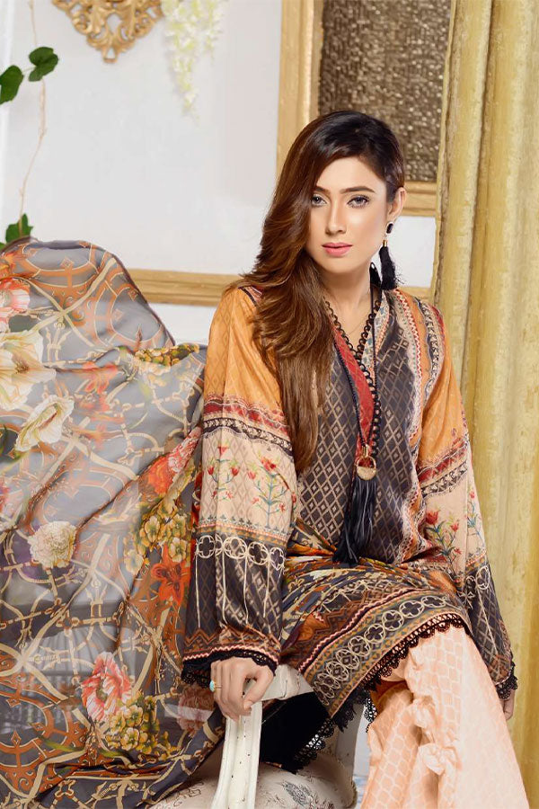 Zebaish Jacquard Shirt Dupatta`20 Columbine