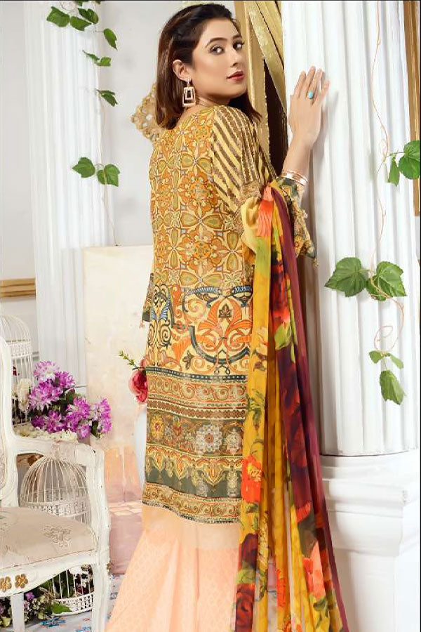 Zebaish Jacquard Shirt Dupatta`20 Garden Phlox