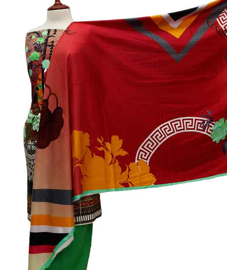 Zinnia Digital Print Linen`21 D#10314 (Red)