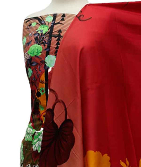 Zinnia Digital Print Linen`21 D#10314 (Red)