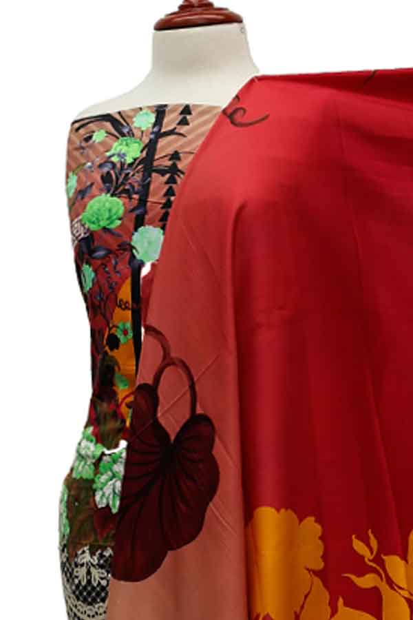 Zinnia Digital Print Linen`21 D#10314 (Red)
