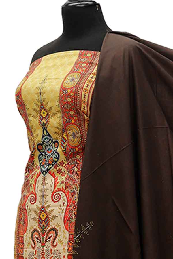 Zinnia Digital Print Linen`21 D#4137 (CH Brown)