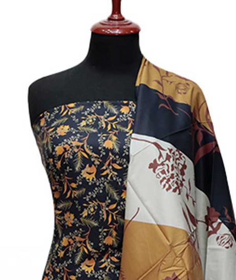 Zinnia Print Linen`24 D#1323 Black