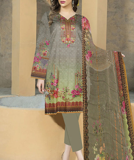 Zircon Digital Lawn Chiffon Dupatta`21 D#1 (Mouse Grey)