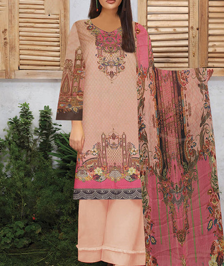 Zircon Digital Lawn Chiffon Dupatta`21 D#1020 (Peach)