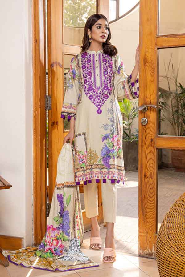 Zoohra Emb Lawn Collection`22 (Golden)