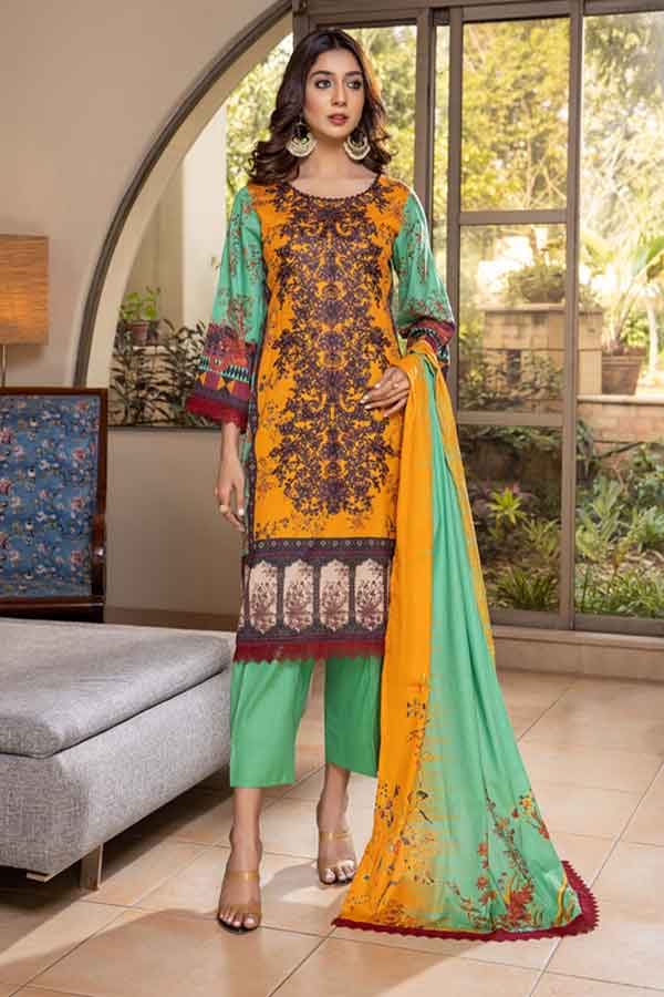 Zoohra Emb Lawn Collection`22 (Green)