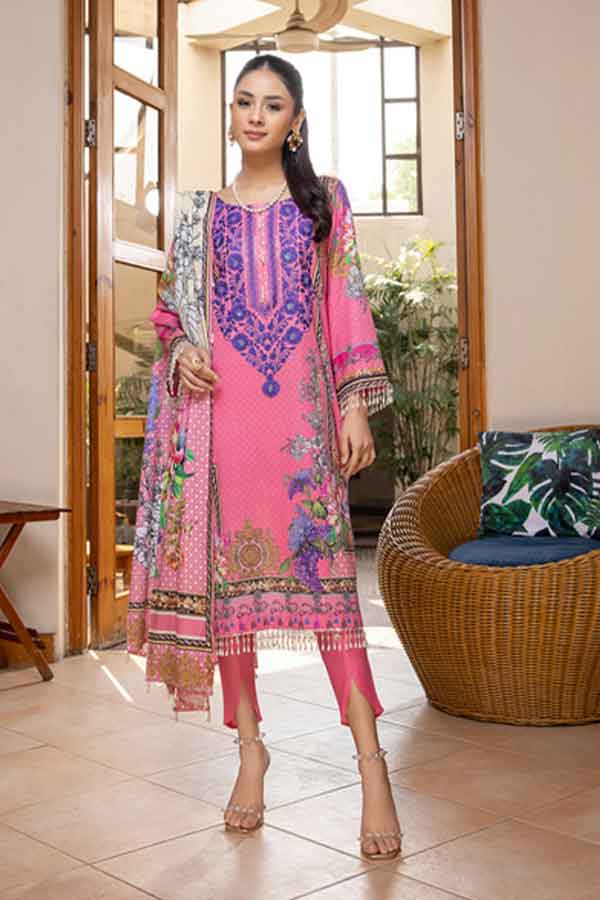Zoohra Emb Lawn Collection`22 (L Pink)