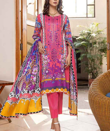 Zoohra Emb Lawn Collection`22 (Pink)
