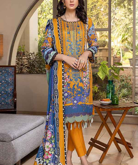 Zoohra Emb Lawn Collection`22 (Yellow)