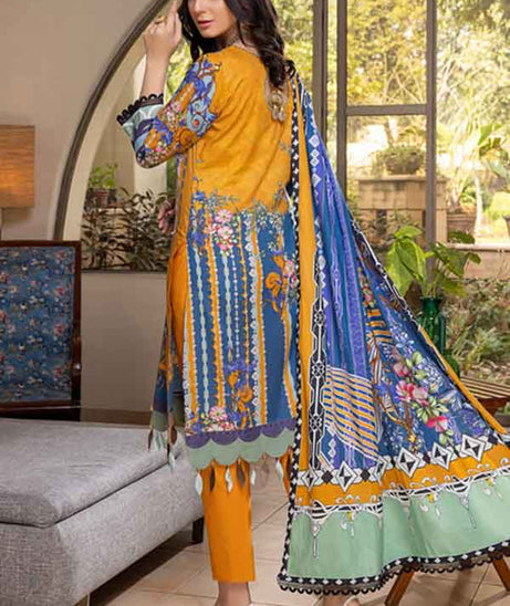 Zoohra Emb Lawn Collection`22 (Yellow)