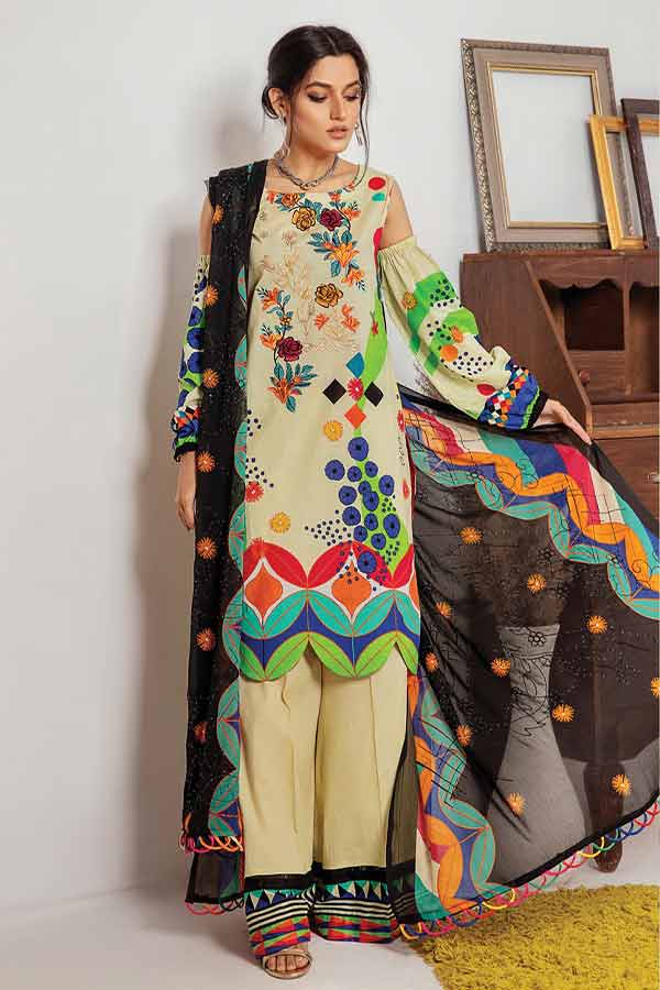 Zouq E Nisa Emb Chiffon Dupatta`22 D#01