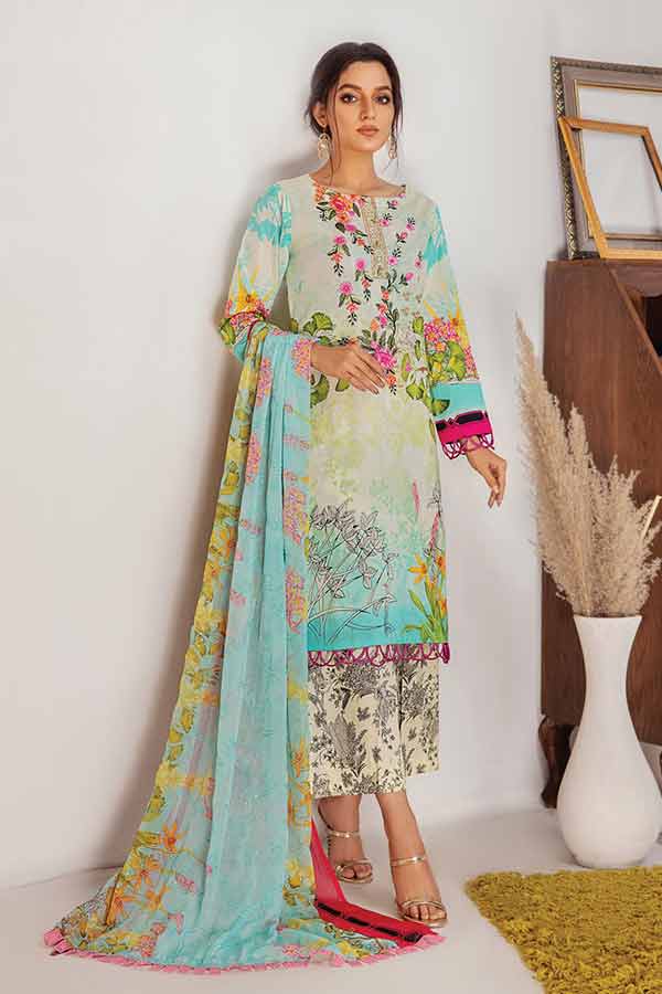 Zouq E Nisa Emb Chiffon Dupatta`22 D#10