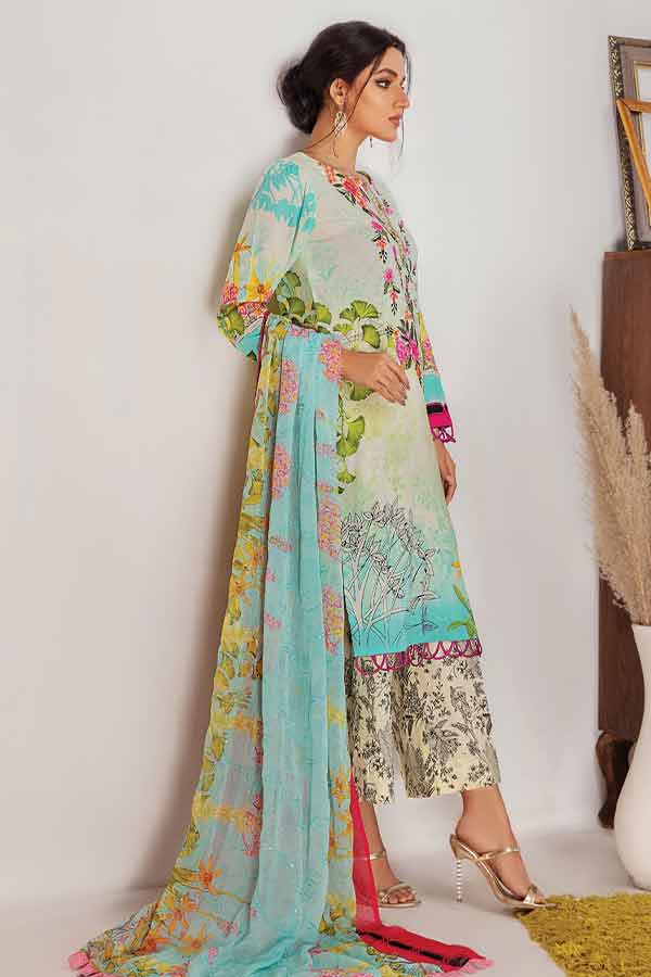 Zouq E Nisa Emb Chiffon Dupatta`22 D#10