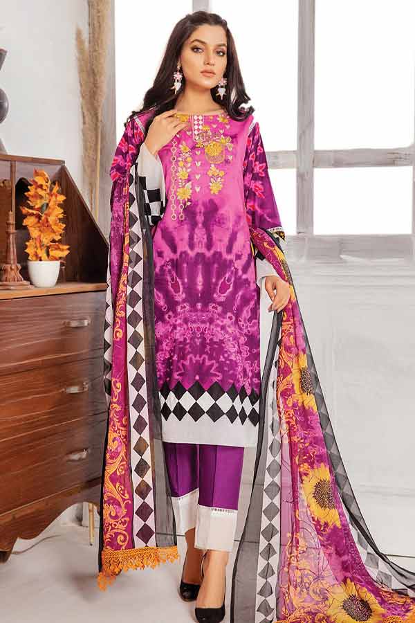 Zouq E Nisa Emb Chiffon Dupatta`22 D#05