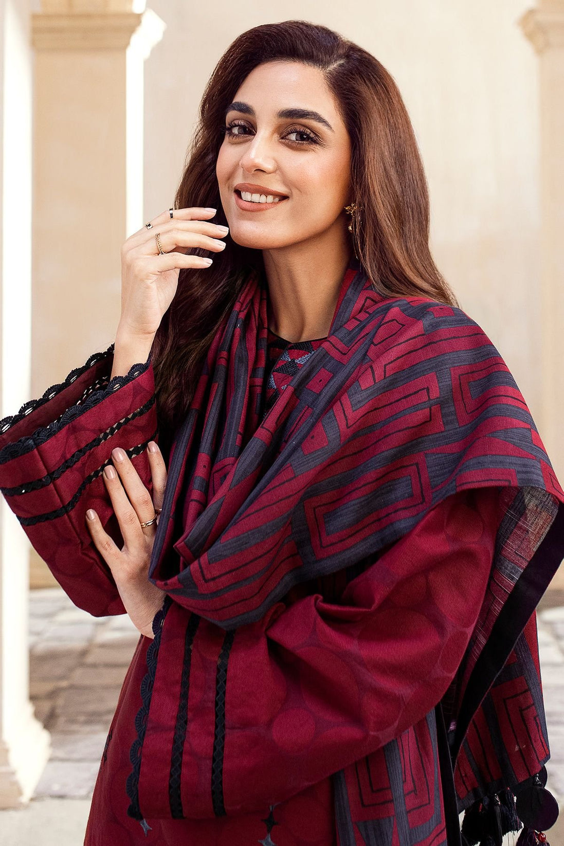 Al-Karam Winter Collection`22 FW#13.1 Maroon