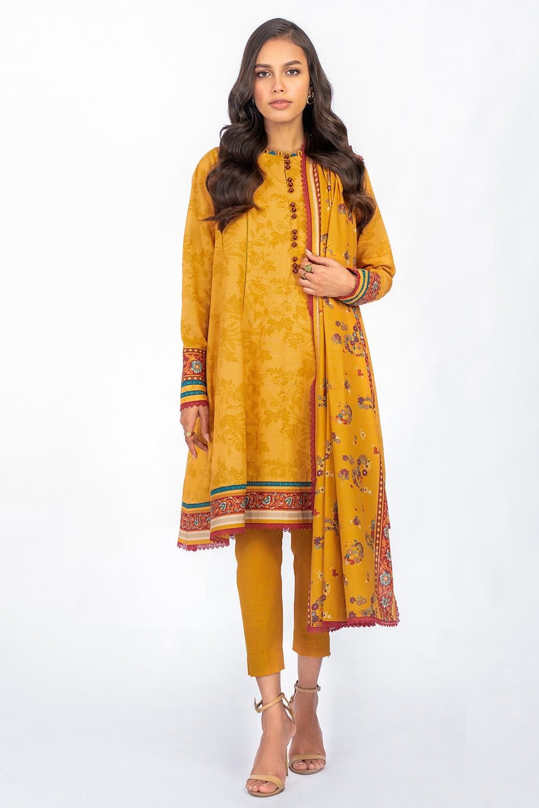 Al-Karam Winter Collection`22 FW#14.1 MUSTARD