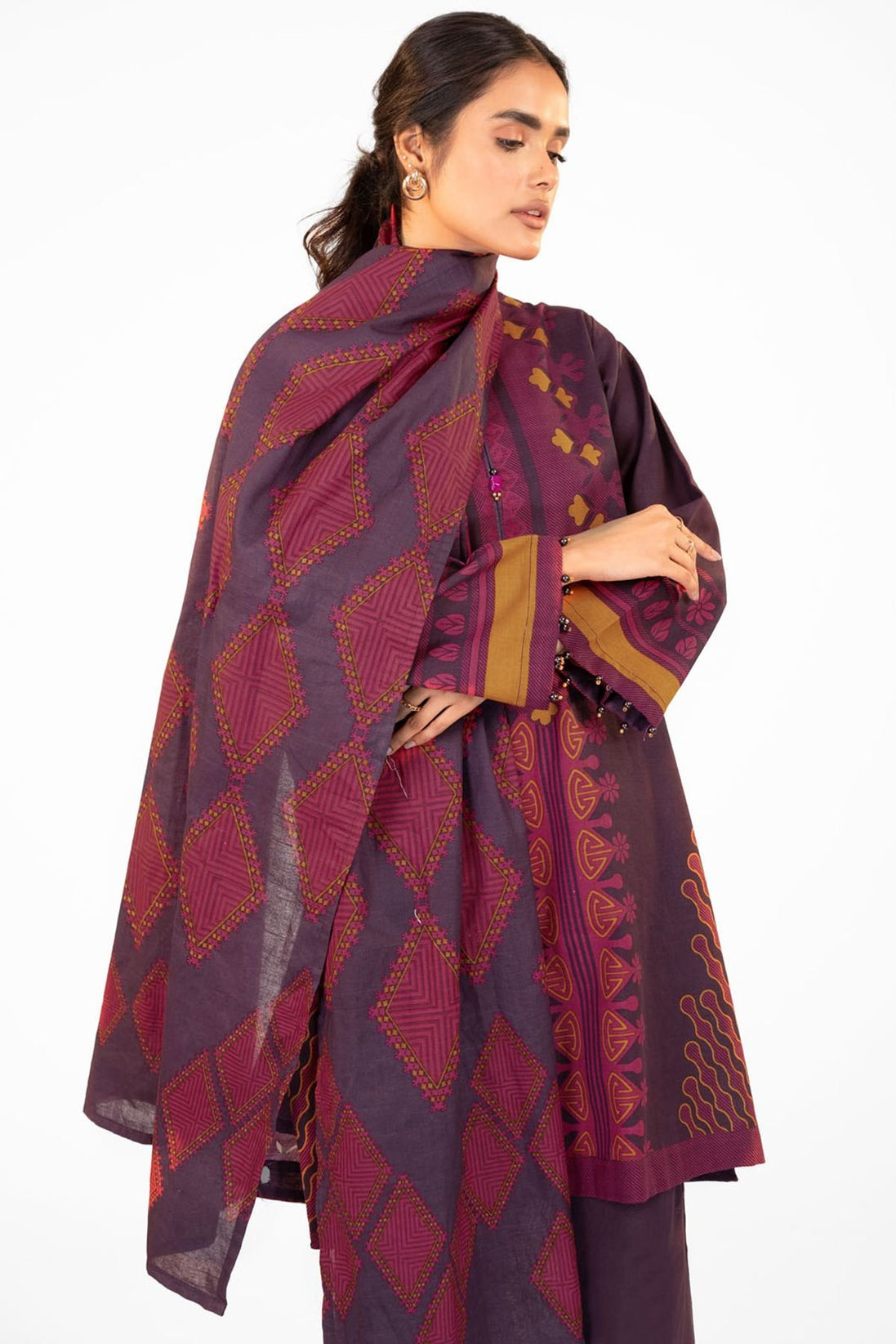 Al-Karam Winter Collection`22 FW#22 AUBERGINE