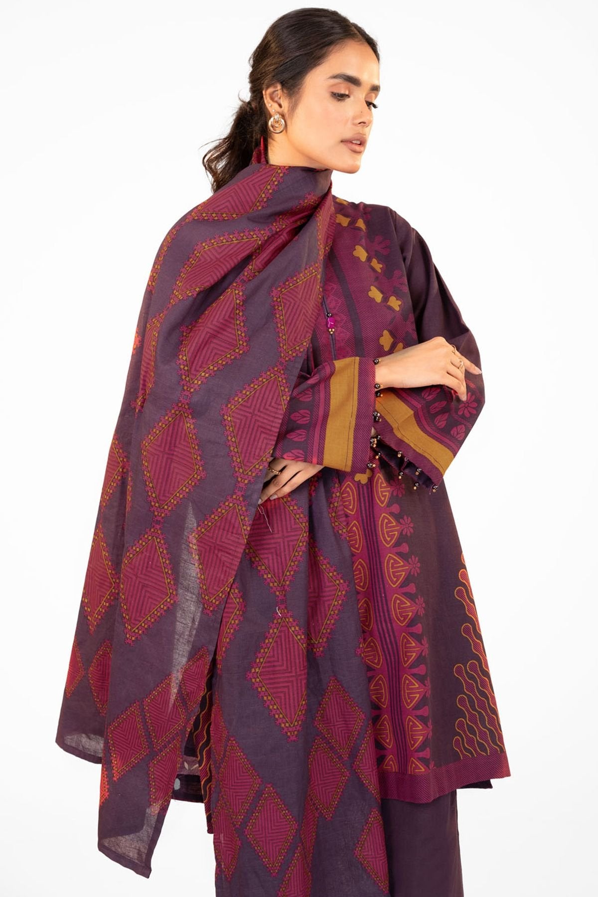 Al-Karam Winter Collection`22 FW#22 AUBERGINE