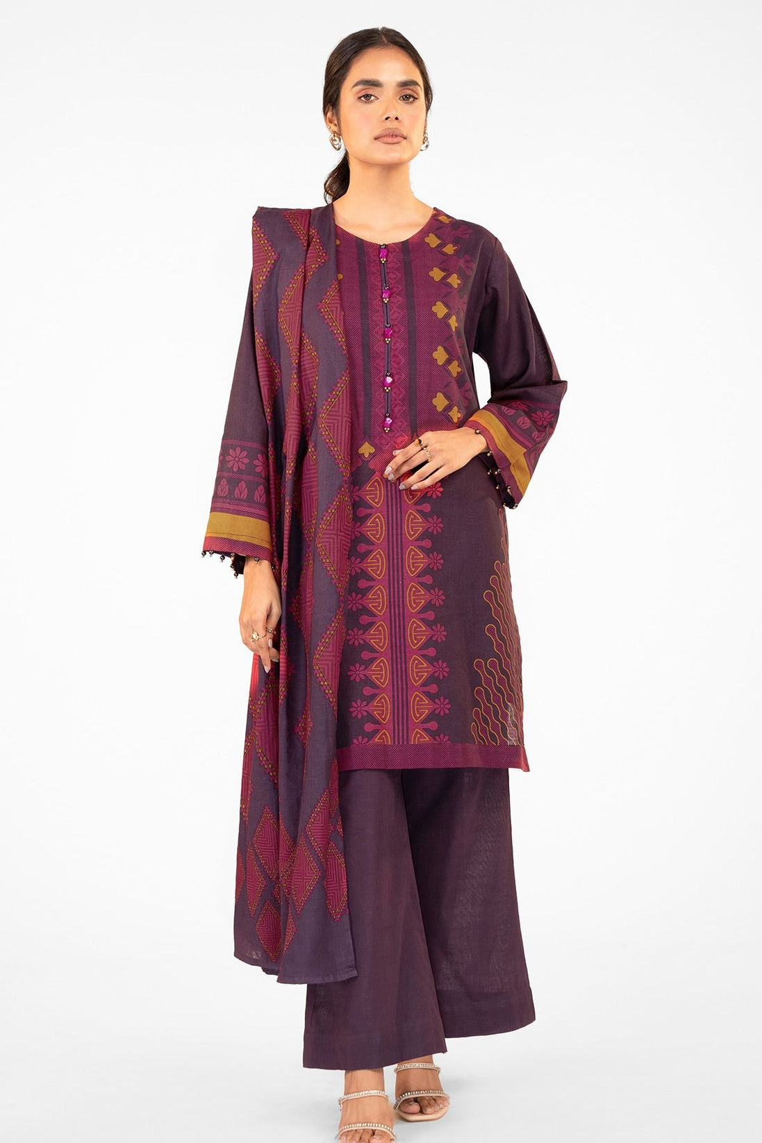 Al-Karam Winter Collection`22 FW#22 AUBERGINE