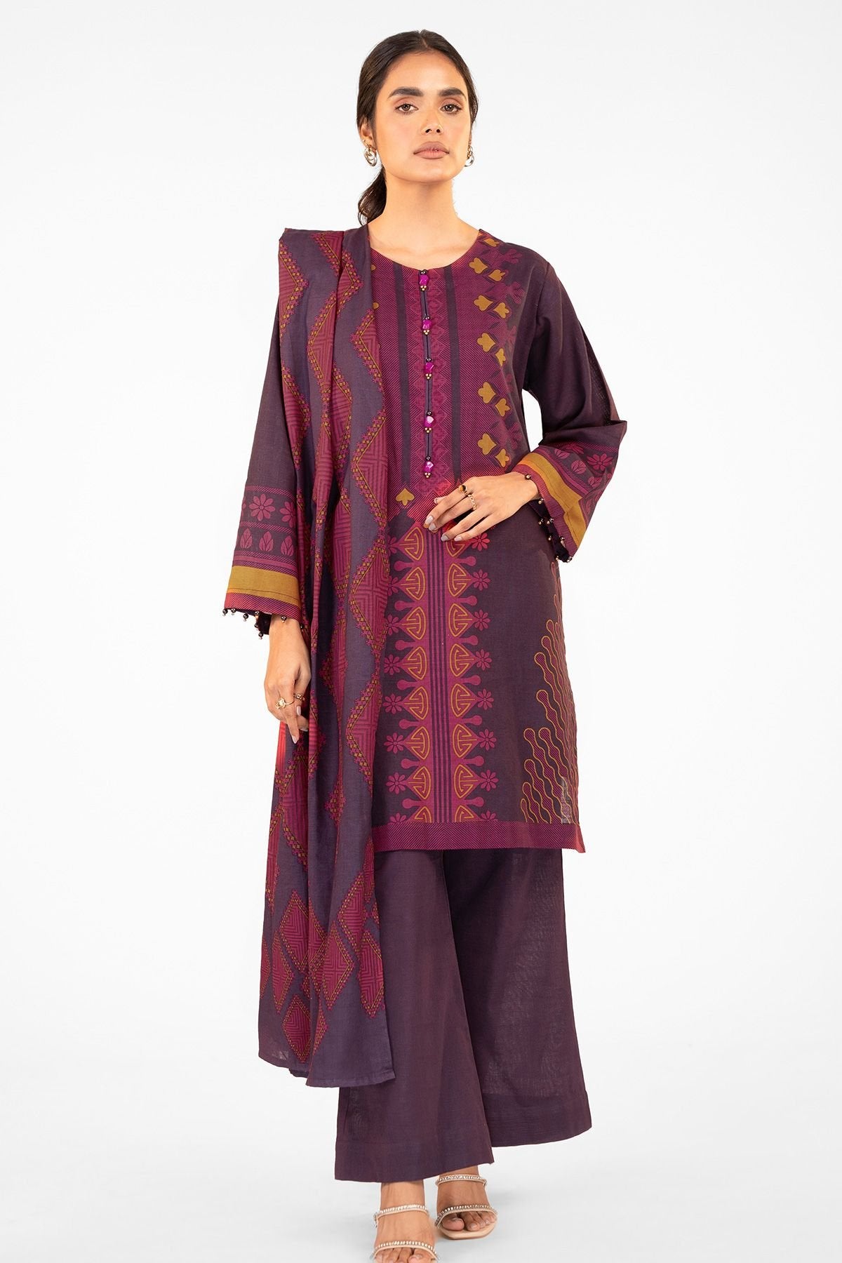 Al-Karam Winter Collection`22 FW#22 AUBERGINE