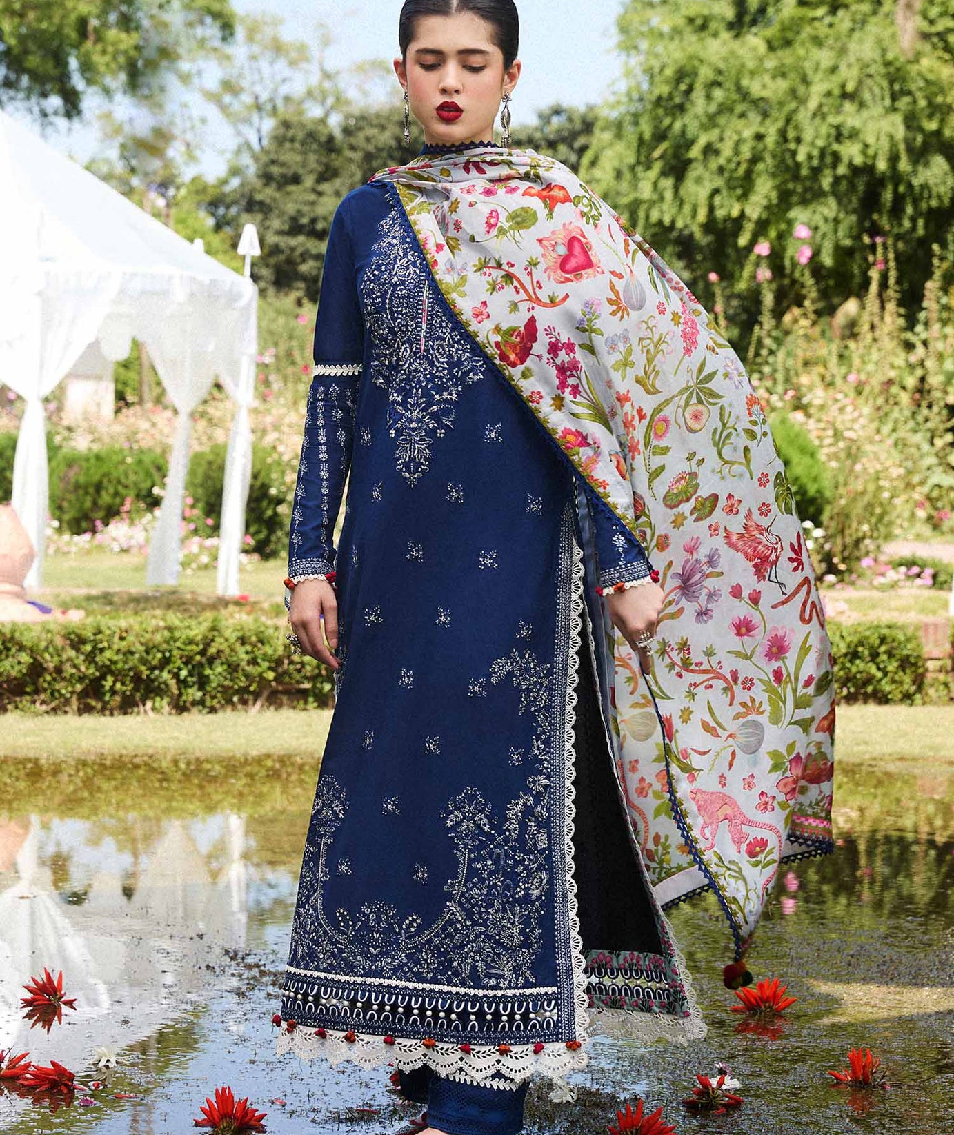 Hussain Rehar S/S Lawn`24 (Cyan)