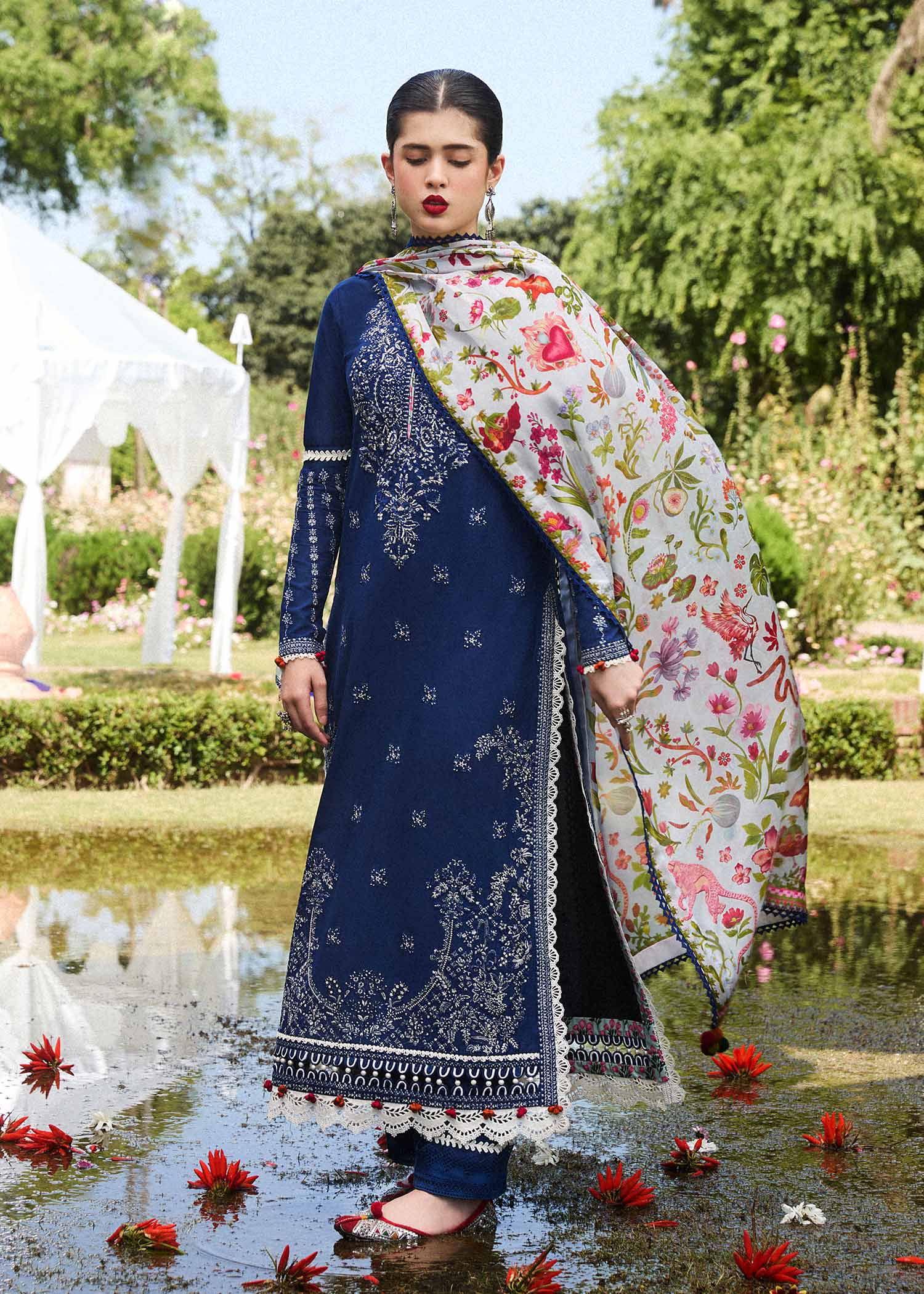Hussain Rehar S/S Lawn`24 (Cyan)