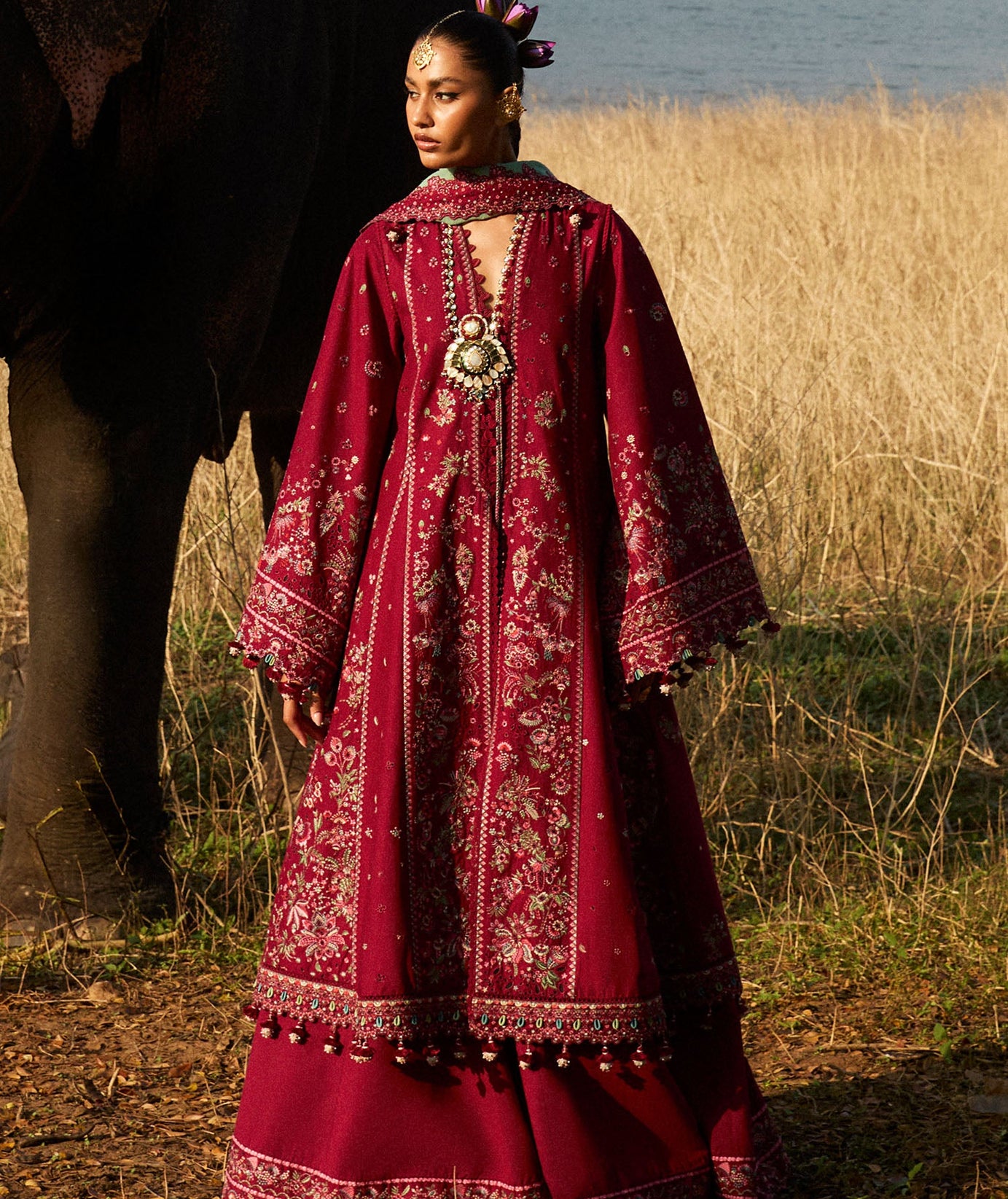 Hussain Rehar Luxury Lawn`25 (Mahogany)