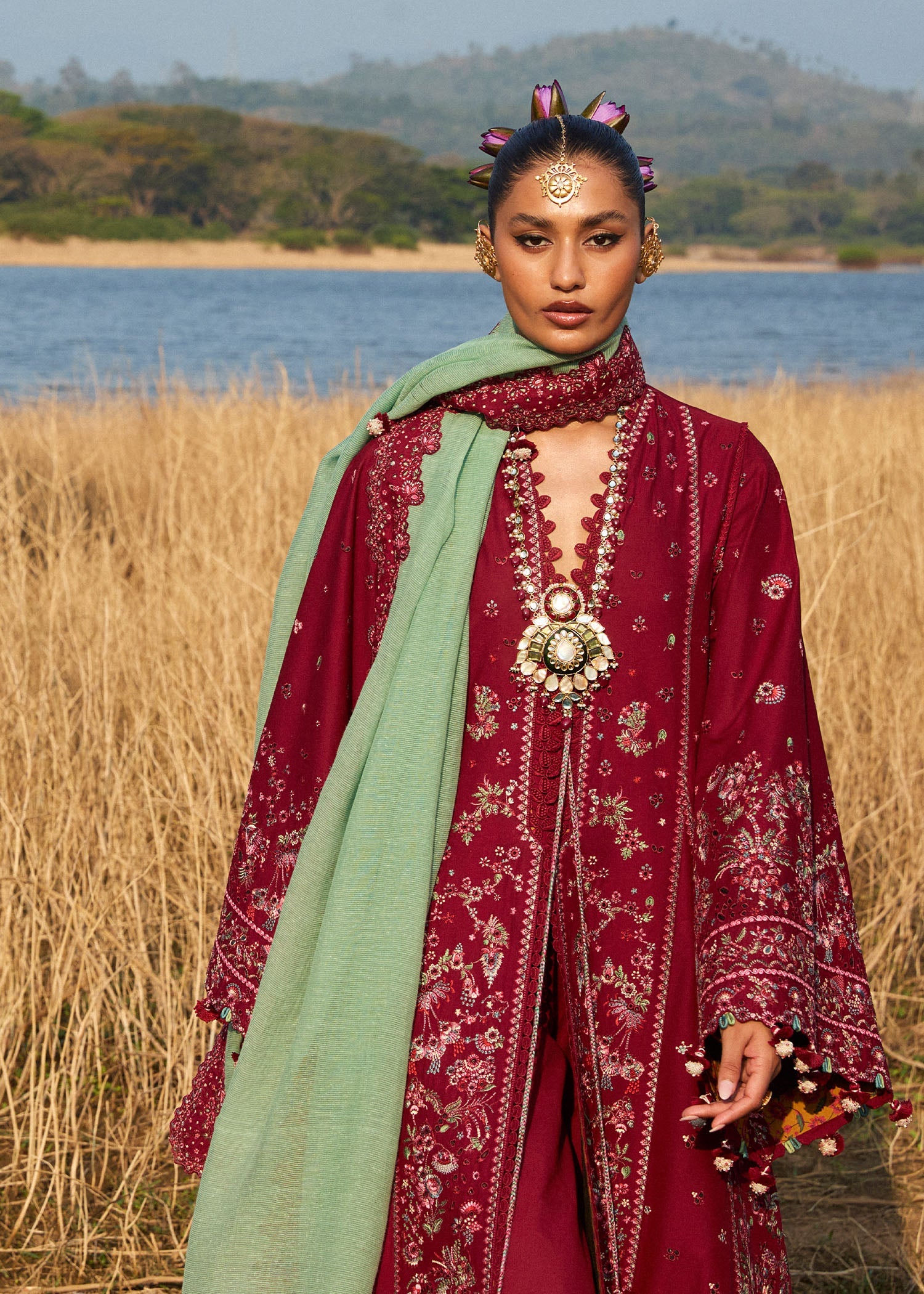Hussain Rehar Luxury Lawn`25 (Mahogany)