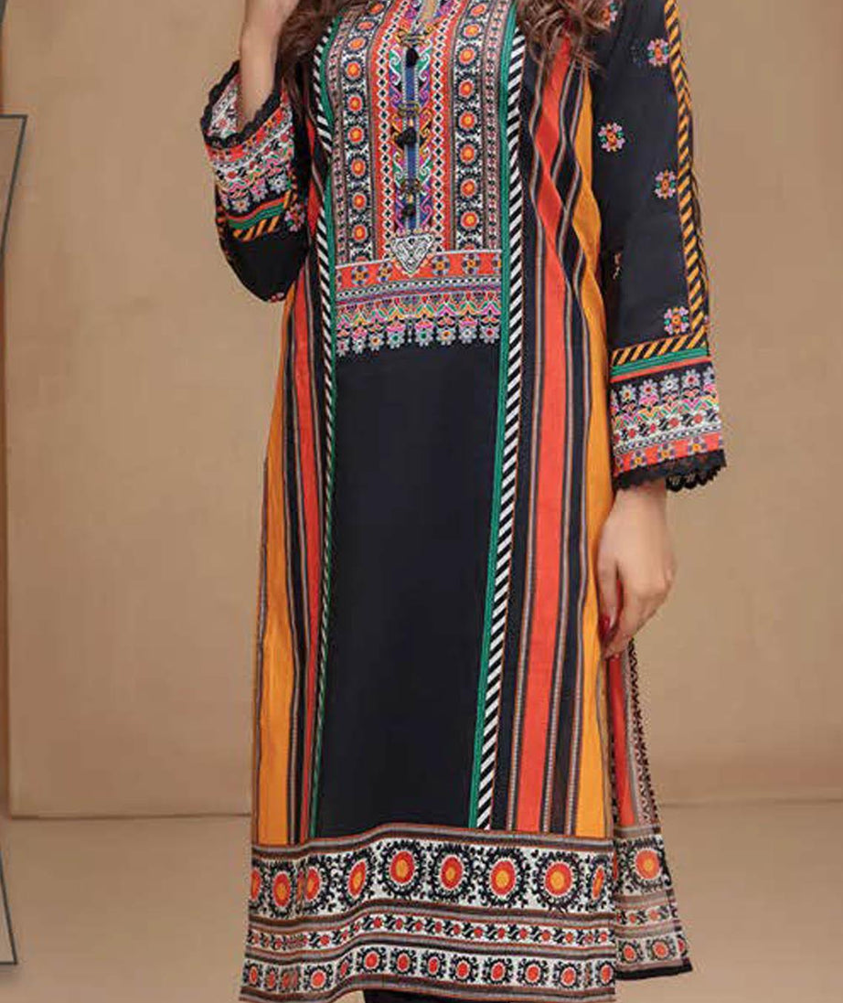 LimeLight Unstitched Summer`21 1 Piece Shirt D#1393 (Black)