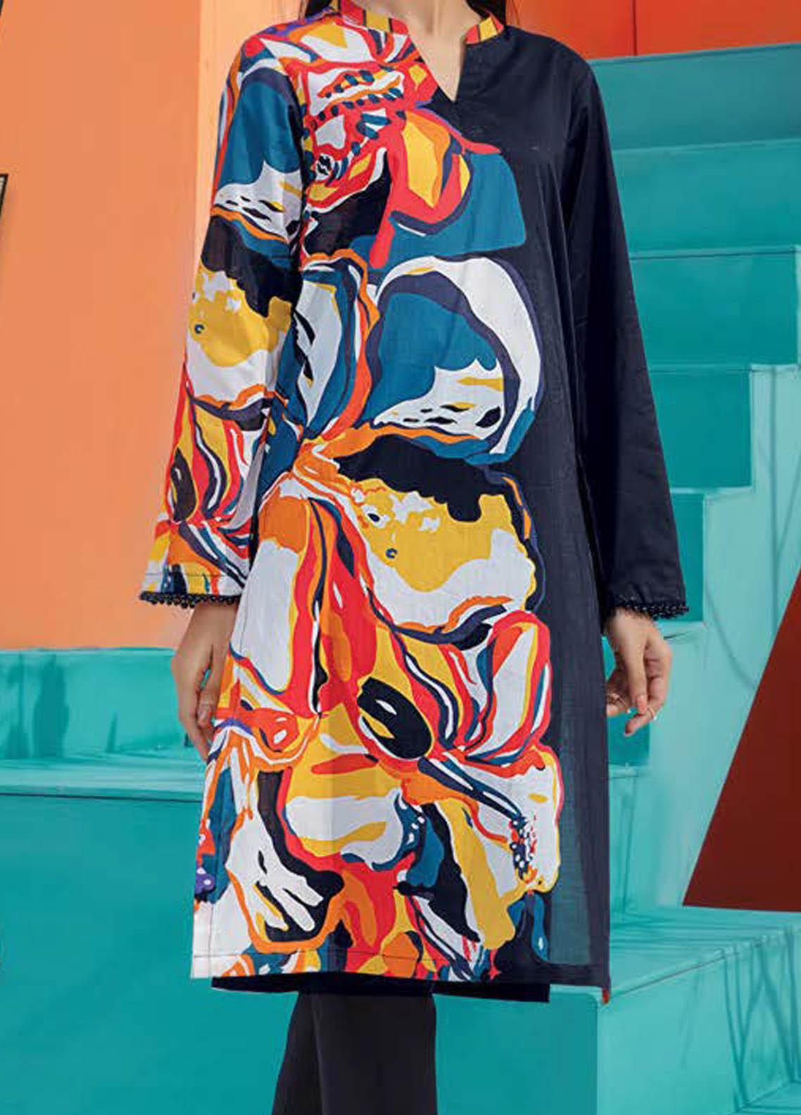 LimeLight Unstitched Summer`21 1 Piece Shirt D#1395 (Black)