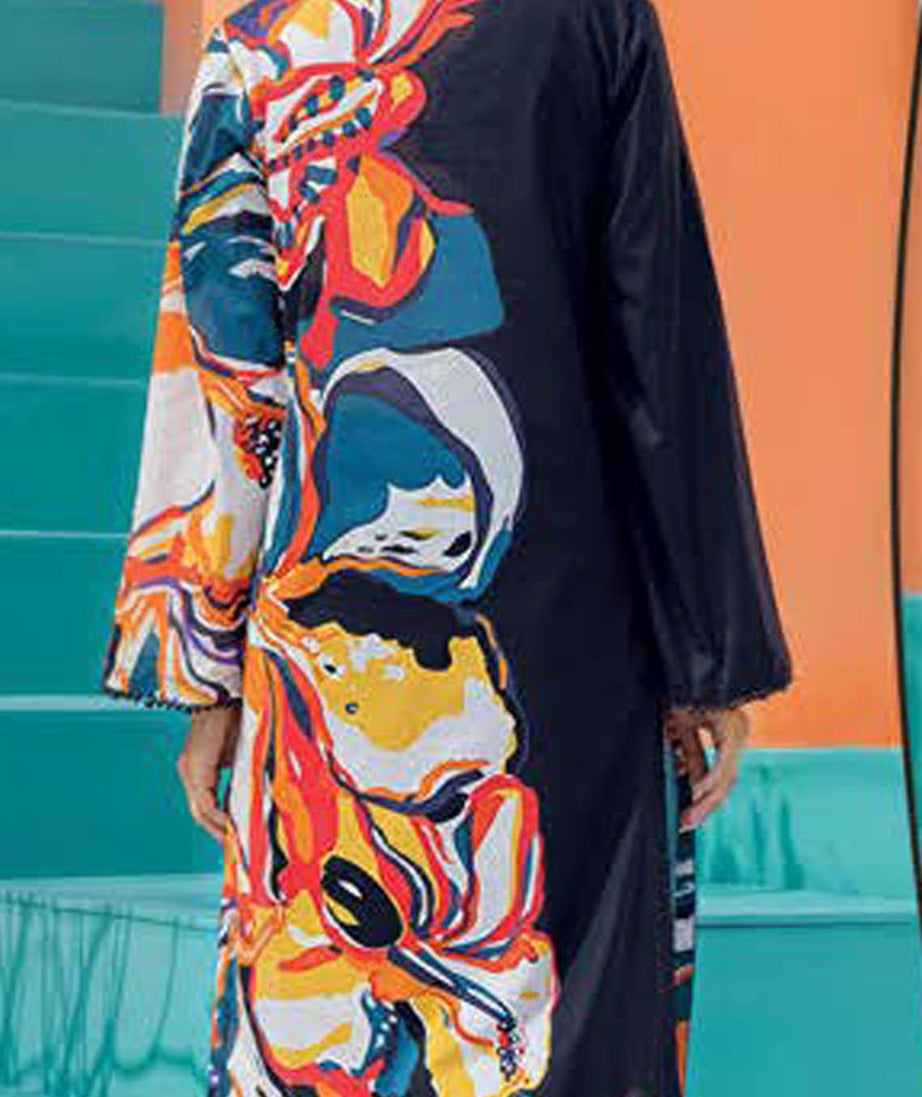 LimeLight Unstitched Summer`21 1 Piece Shirt D#1395 (Black)