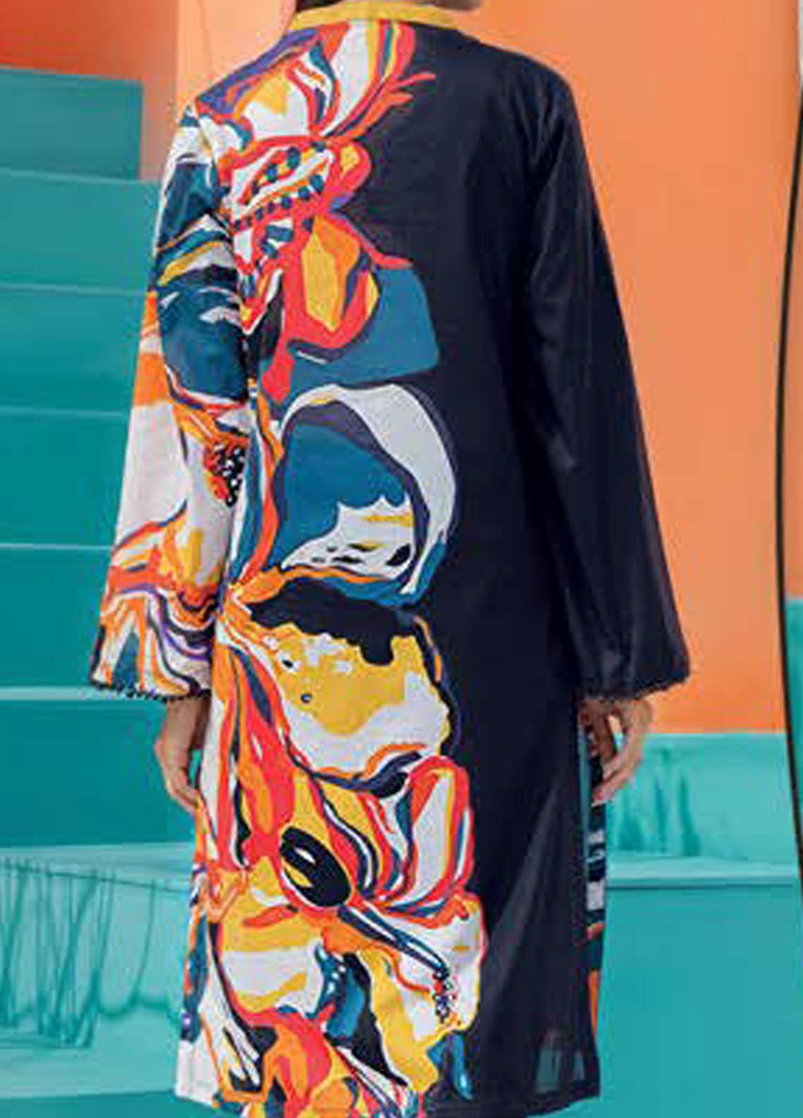 LimeLight Unstitched Summer`21 1 Piece Shirt D#1395 (Black)