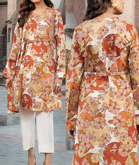 LimeLight Unstitched Summer`21 1 Piece Shirt D#1518 (Off White)