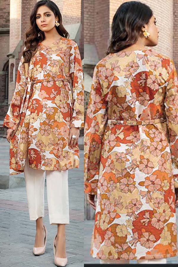 LimeLight Unstitched Summer`21 1 Piece Shirt D#1518 (Off White)