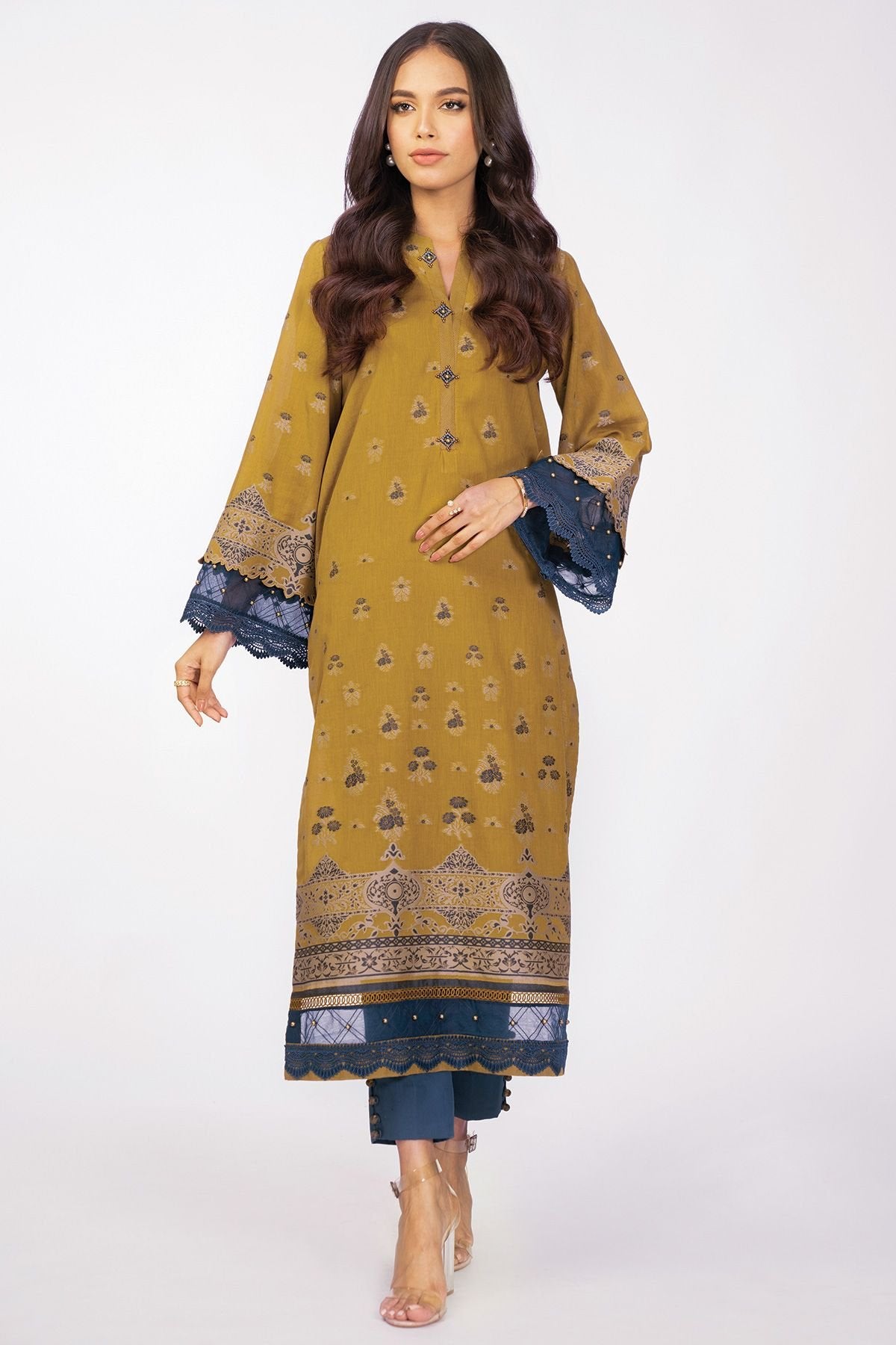 Al-Karam Mid Summer Shirt`22 MS#45.1 Olive Green