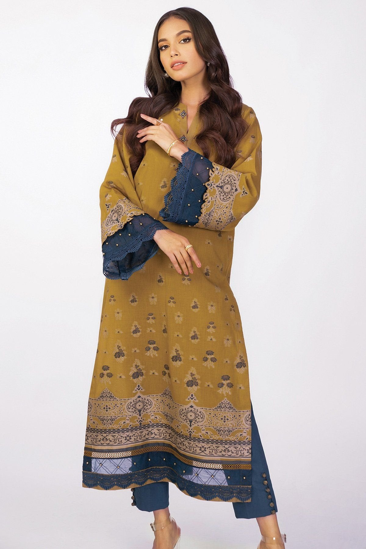 Al-Karam Mid Summer Shirt`22 MS#45.1 Olive Green