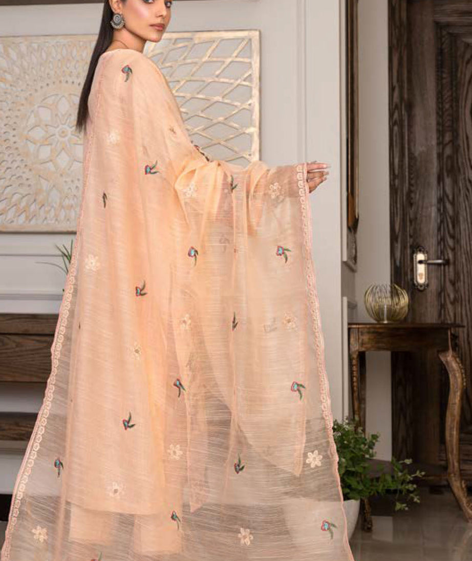 Noor Jahan R/Qamar Emb Lawn'24 (Peach)