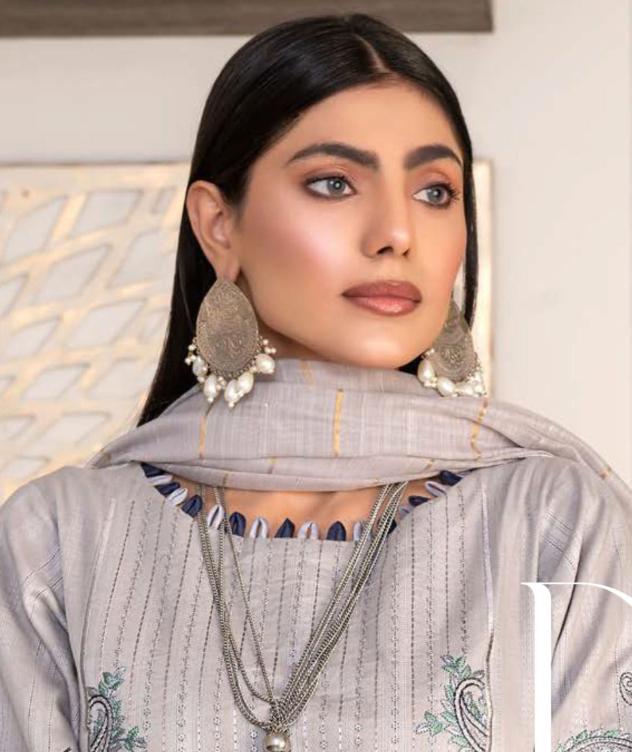 Noor Jahan R/Qamar Emb Lawn'24 (Grey)