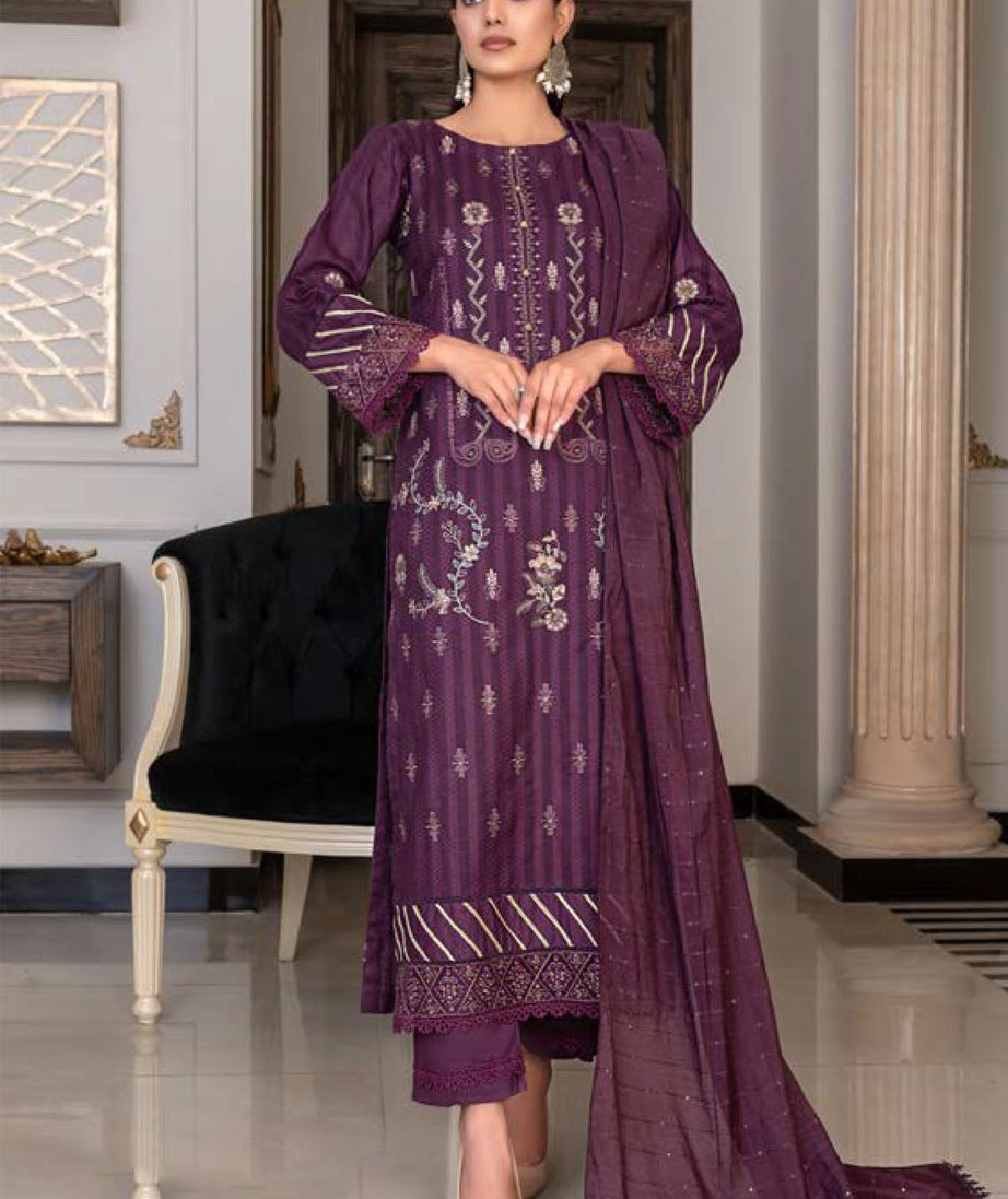 Noor Jahan R/Qamar Emb Lawn'24 (Purple)